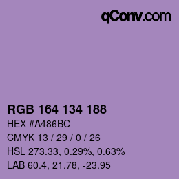 Color code: RGB 164 134 188 | qconv.com