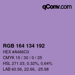 Color code: RGB 164 134 192 | qconv.com