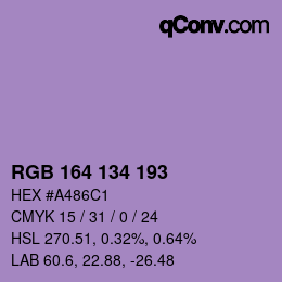 Código de color: RGB 164 134 193 | qconv.com