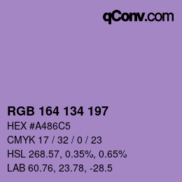 Color code: RGB 164 134 197 | qconv.com