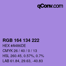 Color code: RGB 164 134 222 | qconv.com