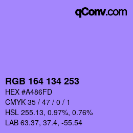 Color code: RGB 164 134 253 | qconv.com