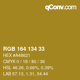 Color code: RGB 164 134 33 | qconv.com