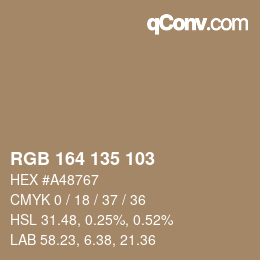 カラーコード: RGB 164 135 103 | qconv.com