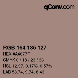 Farbcode: RGB 164 135 127 | qconv.com