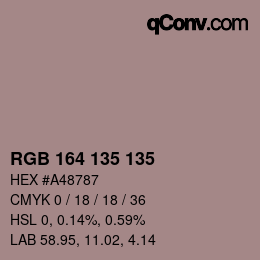 Color code: RGB 164 135 135 | qconv.com