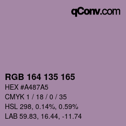 カラーコード: RGB 164 135 165 | qconv.com