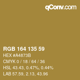 Color code: RGB 164 135 59 | qconv.com