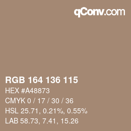 Color code: RGB 164 136 115 | qconv.com