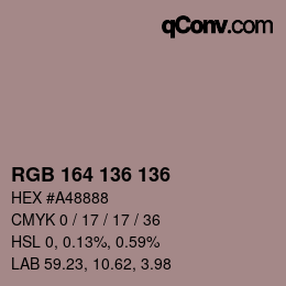 Color code: RGB 164 136 136 | qconv.com