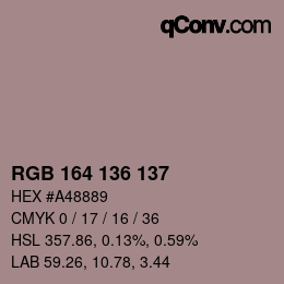 Color code: RGB 164 136 137 | qconv.com