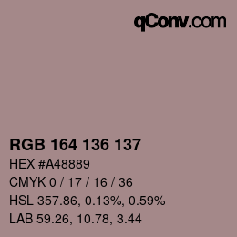 Color code: RGB 164 136 137 | qconv.com