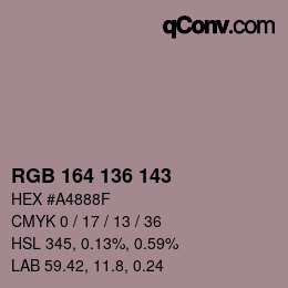Color code: RGB 164 136 143 | qconv.com
