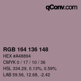 Color code: RGB 164 136 148 | qconv.com