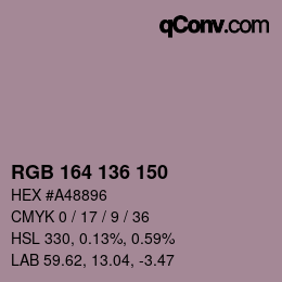 Color code: RGB 164 136 150 | qconv.com