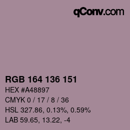 Color code: RGB 164 136 151 | qconv.com