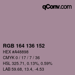 Color code: RGB 164 136 152 | qconv.com