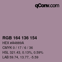 Color code: RGB 164 136 154 | qconv.com