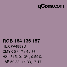 Color code: RGB 164 136 157 | qconv.com