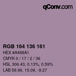 カラーコード: RGB 164 136 161 | qconv.com
