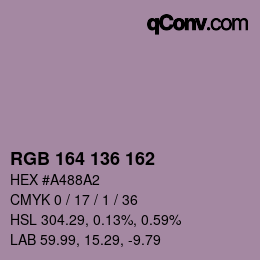 Color code: RGB 164 136 162 | qconv.com