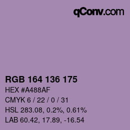 Color code: RGB 164 136 175 | qconv.com