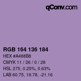 Color code: RGB 164 136 184 | qconv.com
