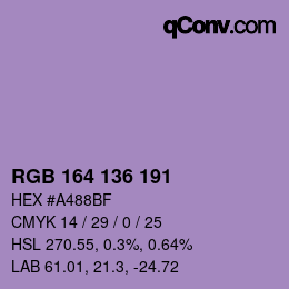 Color code: RGB 164 136 191 | qconv.com