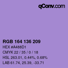 Farbcode: RGB 164 136 209 | qconv.com