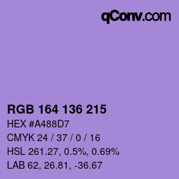 カラーコード: RGB 164 136 215 | qconv.com