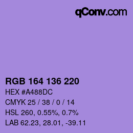 Color code: RGB 164 136 220 | qconv.com