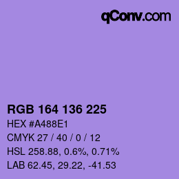 Color code: RGB 164 136 225 | qconv.com