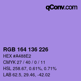 Color code: RGB 164 136 226 | qconv.com