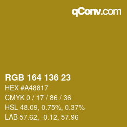 カラーコード: RGB 164 136 23 | qconv.com