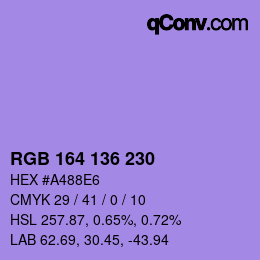 Color code: RGB 164 136 230 | qconv.com