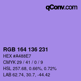 Código de color: RGB 164 136 231 | qconv.com