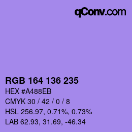 Farbcode: RGB 164 136 235 | qconv.com