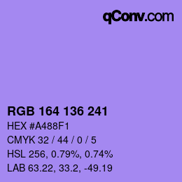 Color code: RGB 164 136 241 | qconv.com