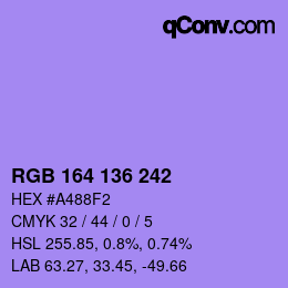 Color code: RGB 164 136 242 | qconv.com