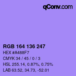 Farbcode: RGB 164 136 247 | qconv.com