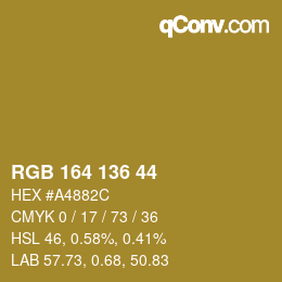 Color code: RGB 164 136 44 | qconv.com