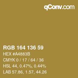 Color code: RGB 164 136 59 | qconv.com