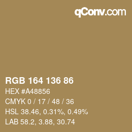 Color code: RGB 164 136 86 | qconv.com