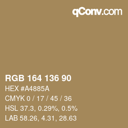 カラーコード: RGB 164 136 90 | qconv.com