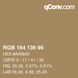 Código de color: RGB 164 136 96 | qconv.com