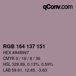 Color code: RGB 164 137 151 | qconv.com
