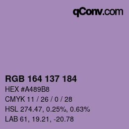 Farbcode: RGB 164 137 184 | qconv.com