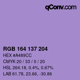 Color code: RGB 164 137 204 | qconv.com