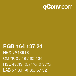 Color code: RGB 164 137 24 | qconv.com