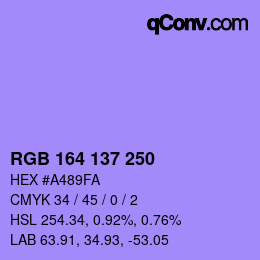 Color code: RGB 164 137 250 | qconv.com